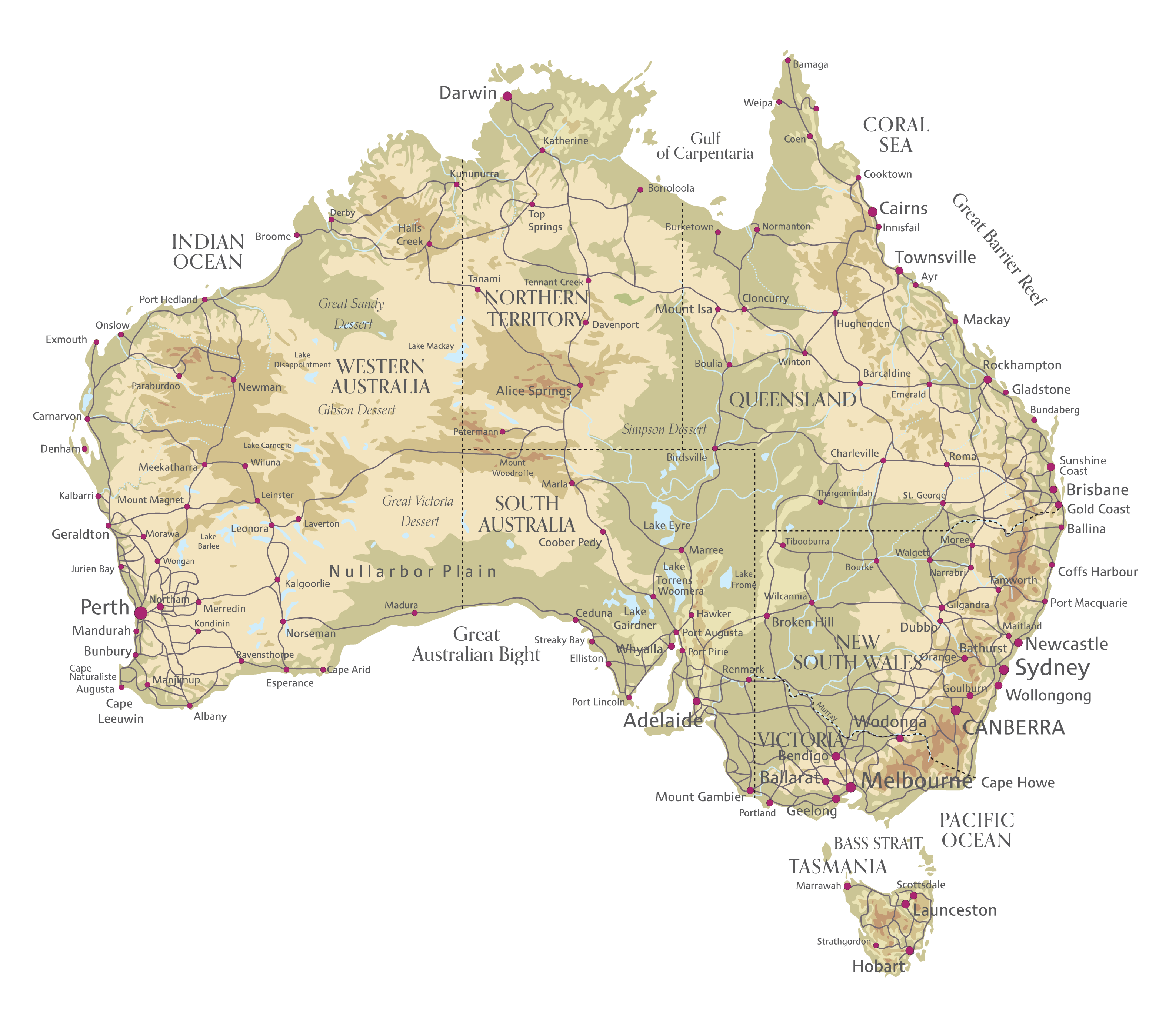 ELZWHERE Discovery style Australia map decal with rich natural tones