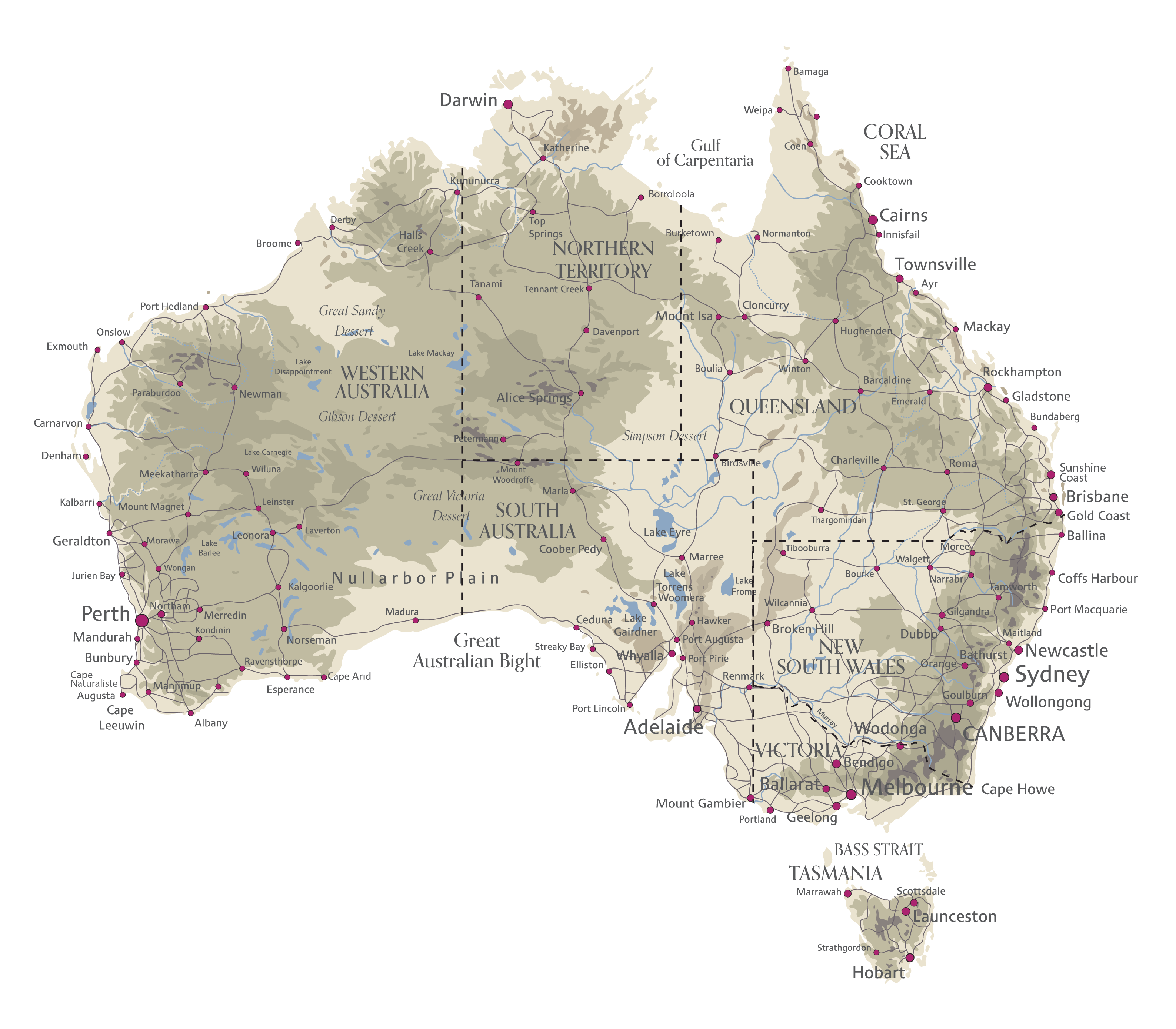 ELZWHERE Trekker style Australia map decal with earthy camouflage tones